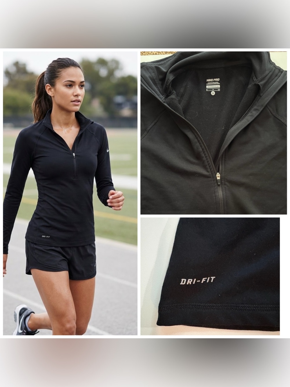 Nike Black Women's Dri-FIT 1/4 Zip Training Top running fall small